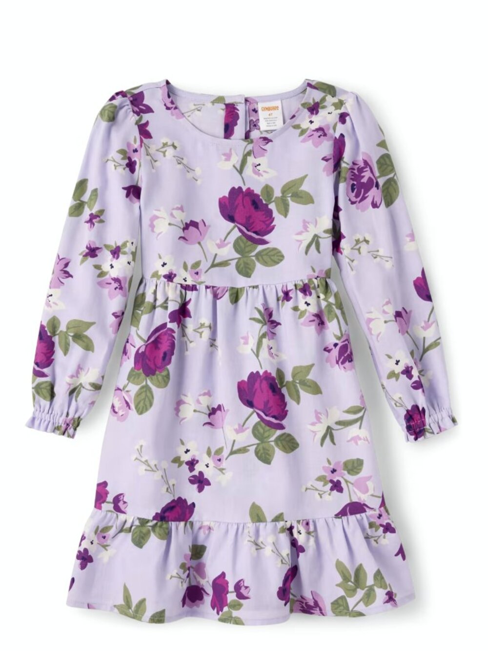 Gymboree Girls Floral Flannel Tiered Dress - Magical Meadow - purple